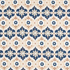 Jersey florale Ornamente – beige/marineblau, 