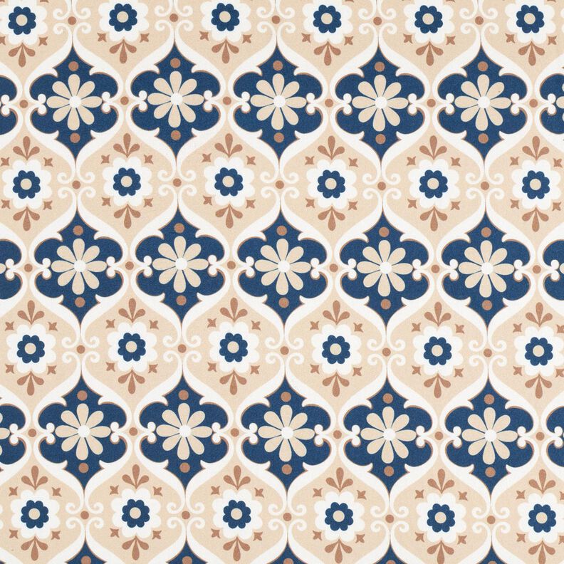 Jersey florale Ornamente – beige/marineblau,  image number 1
