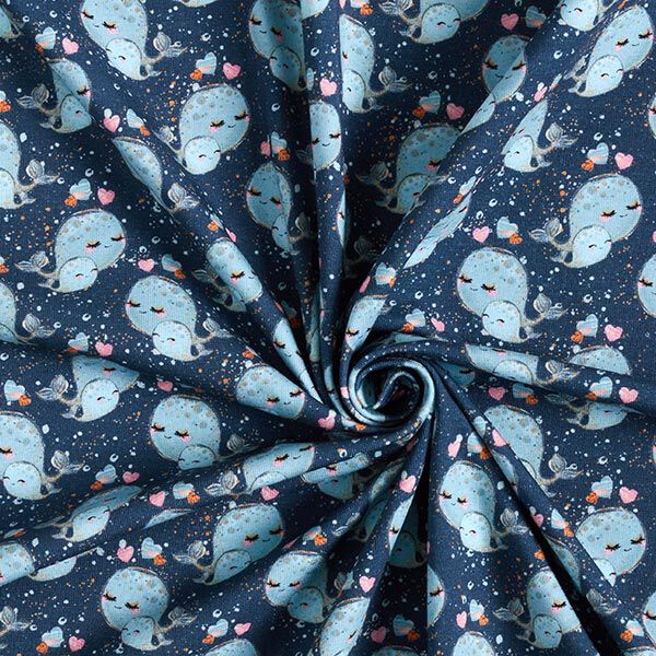 Baumwolljersey Wale & Herzen Digitaldruck – marineblau, image number 3