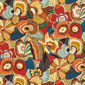 Baumwollstoff Cretonne Folklore Blumen – karminrot/petrol, 