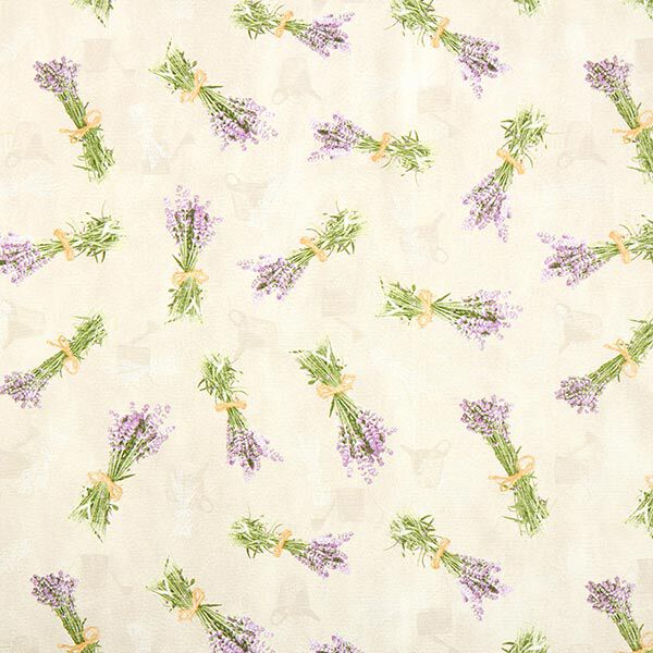 Dekostoff Canvas Lavendel – natur/lavendel,  image number 1