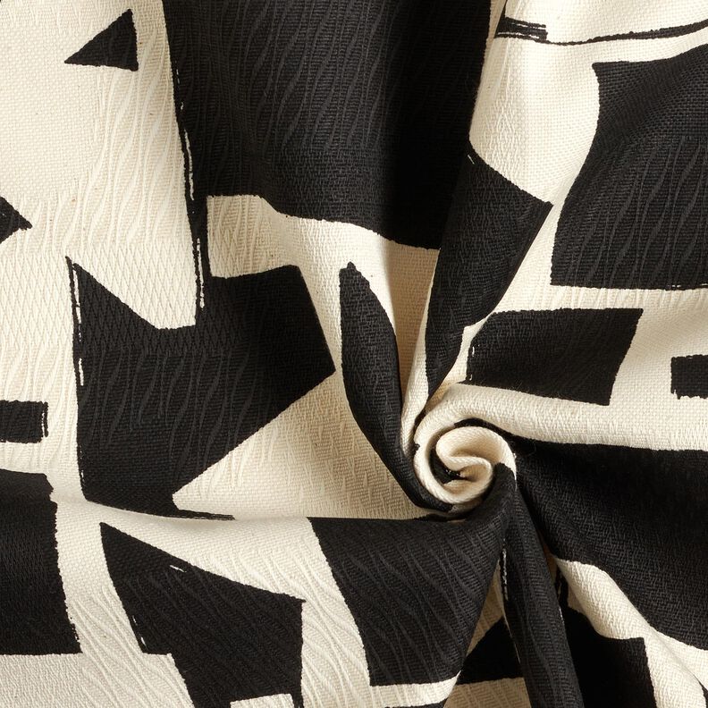 Dekostoff Jacquard abstrakte Struktur – schwarz/wollweiss, image number 3