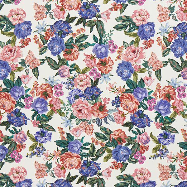 Blusenstoff Viskose bunte Kletterrosen – wollweiss, image number 1
