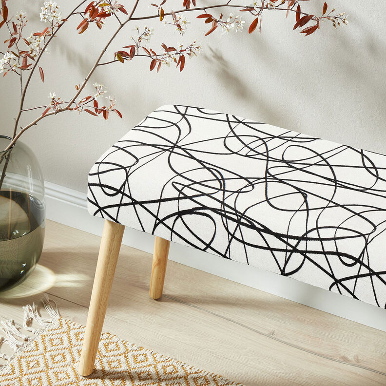 Dekostoff Jacquard abstrakte Linien – elfenbein/schwarz,  image number 6
