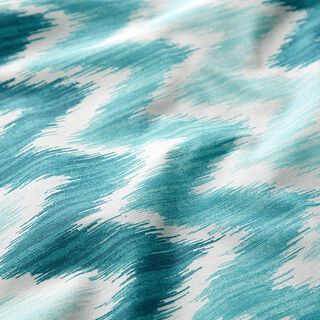 Beschichtete Baumwolle Ikat-Print – türkis/weiss, 
