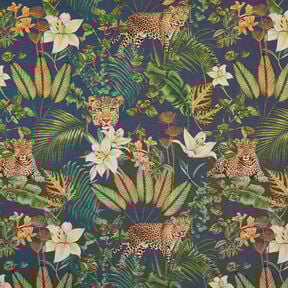 Dekostoff Gobelin Leoparden im Dschungel – blau/grün, 
