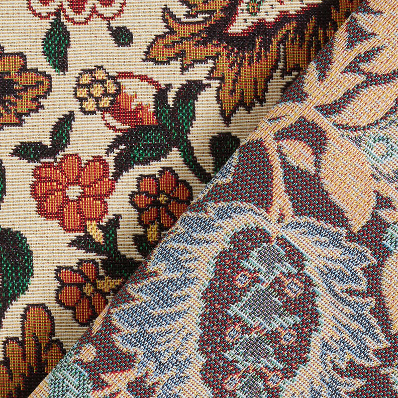 Dekostoff Gobelin Retro floral – hellbeige/kupfer, image number 5