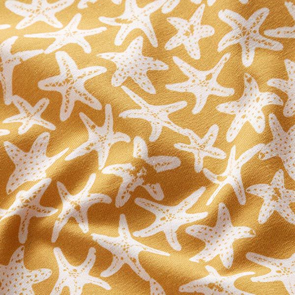 GOTS Baumwolljersey Seestern | Tula – currygelb | Reststück 100cm