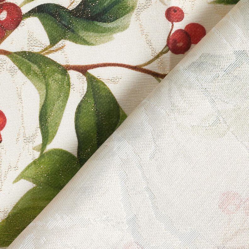 Dekostoff Jacquard Lurex Winterbeere – natur/gold, image number 4