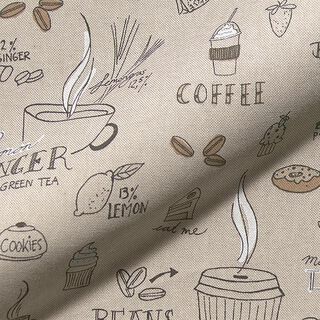 Dekostoff Halbpanama Kaffee Tee & Kuchen – natur, 