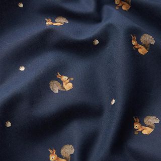 Popeline Eichhörnchen Digitaldruck – marineblau, 