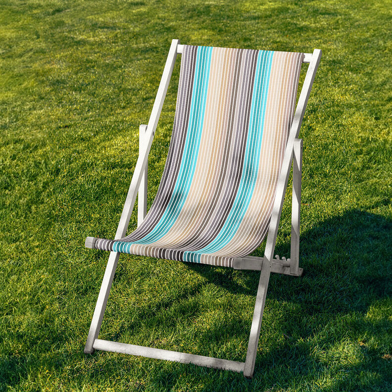 Outdoor Liegestuhlstoff Längsstreifen 44 cm – cashew/türkis,  image number 4