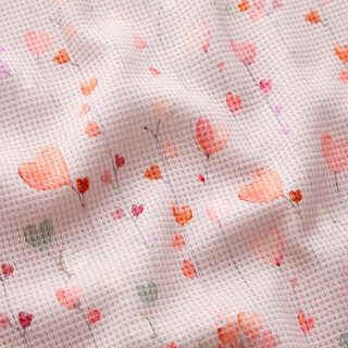 Waffeljersey Herz-Blumenranken Digitaldruck  – rosé | Reststück 50cm, 