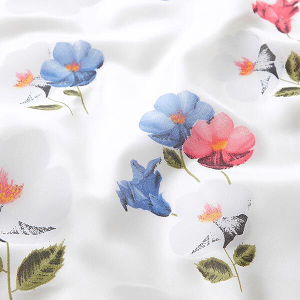 Seiden-Viskose-Satin Blumen und Blätter – weiss, image number 2