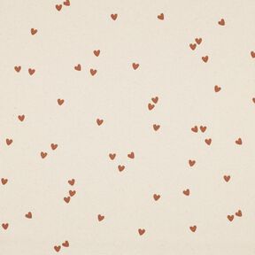 Rippenjersey verstreute Herzen | Poppy Fabrics – hellbeige/braun, 