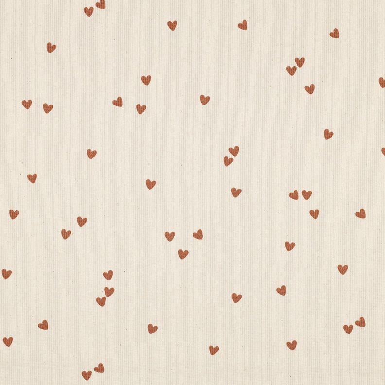 Rippenjersey verstreute Herzen | Poppy Fabrics – hellbeige/braun, image number 1