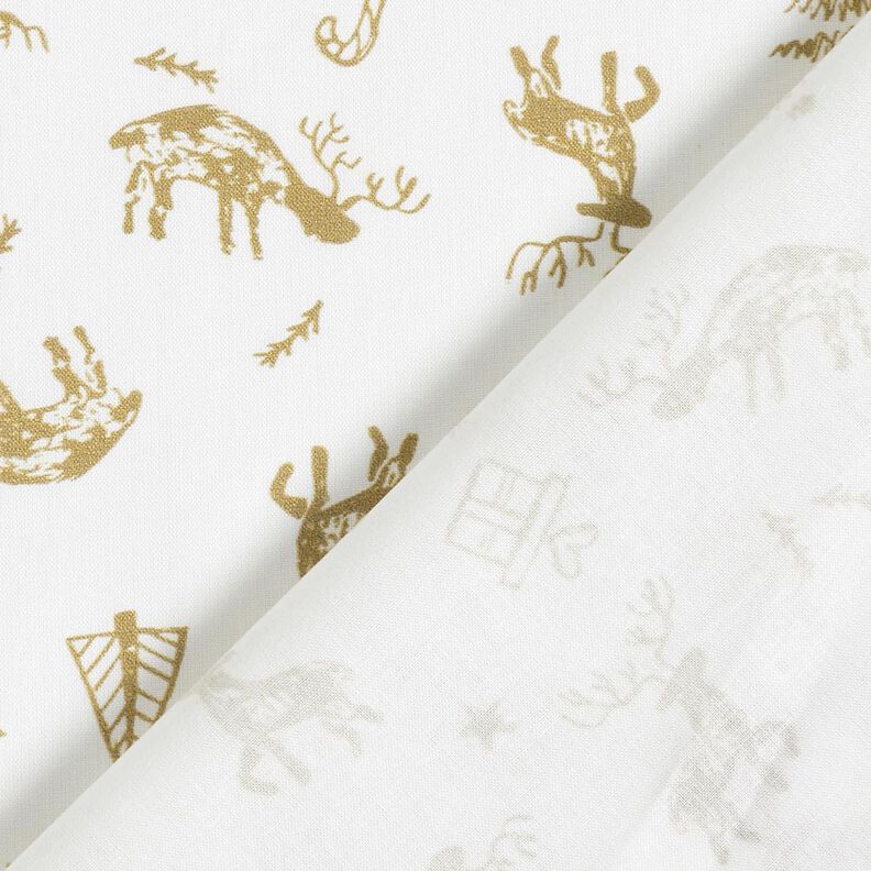 Baumwollstoff Cretonne Rentiere und Sterne – elfenbein/gold,  image number 4