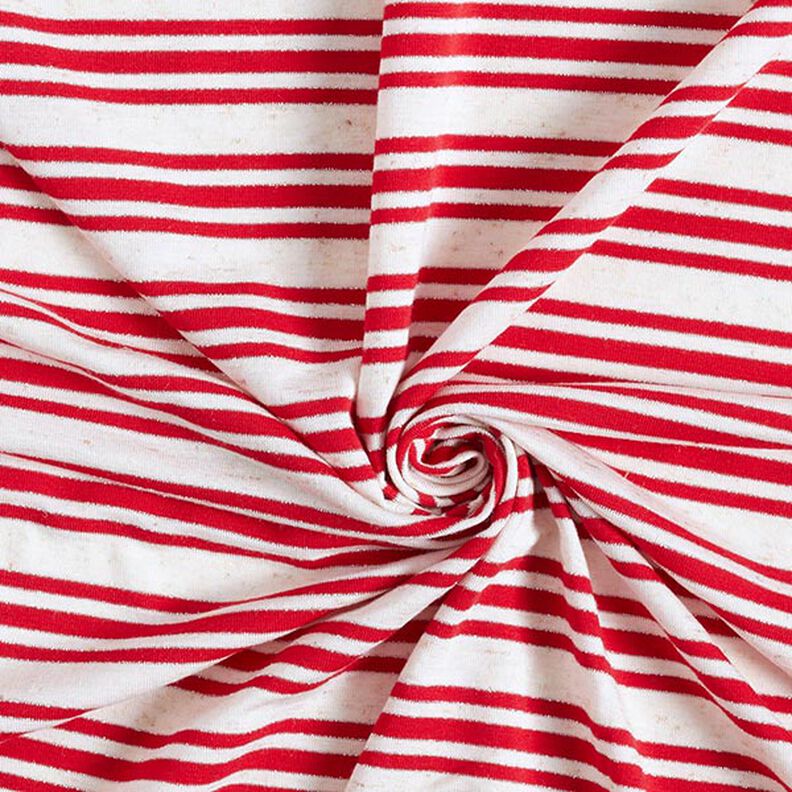 Viskosejersey unregelmäßige Glitzerstreifen – wollweiss/rot,  image number 3