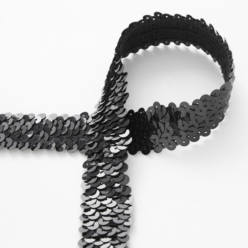 Elastische Paillettenborte [30 mm] &ndash; schwarz,  image number 1