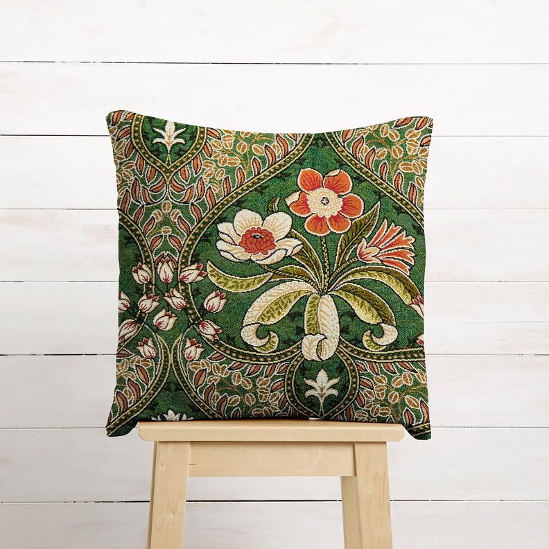 Dekostoff Gobelin Blumenornamente – grün/hellorange, image number 7