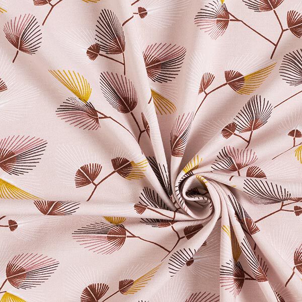 Baumwolljersey gefächerte Blätter – rosé | Reststück 100cm