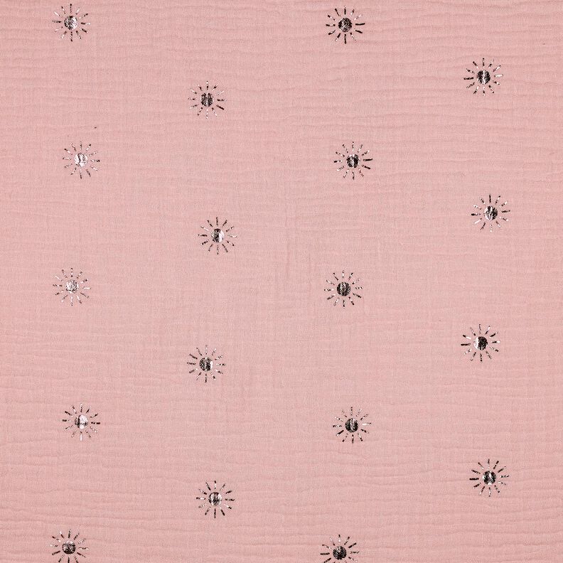 Musselin/ Doppel-Krinkel Gewebe Sonnen Foliendruck | Poppy Fabrics – hellaltrosa/pastellviolett,  image number 1