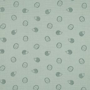 Musselin/ Doppel-Krinkel Gewebe Igel | Poppy Fabrics – hellmint/dunkelgrün, 