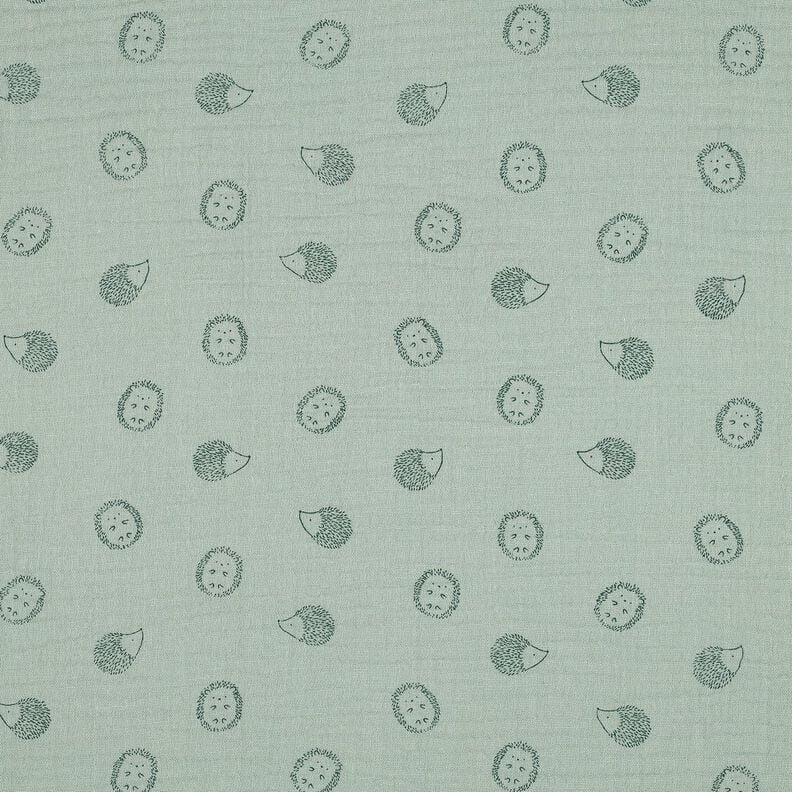 Musselin/ Doppel-Krinkel Gewebe Igel | Poppy Fabrics – hellmint/dunkelgrün, image number 1