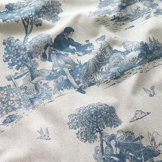 Dekostoff Halbpanama Schäfer Picknick – jeansblau/natur, 