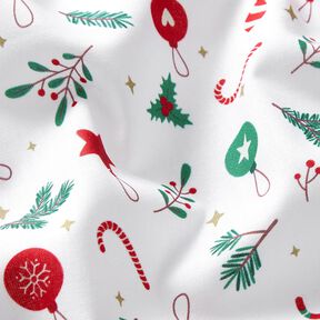 Baumwollstoff Cretonne Weihnachtsdeko – weiss/grün, 