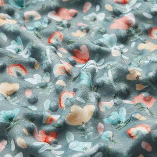 Kuschelfleece geprägte Punkte und Blumen – schilf | Reststück 50cm
