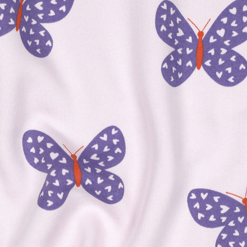 Sweatshirt angeraut große Schmetterlinge | Poppy Fabrics – pastellflieder/blaulila,  image number 2