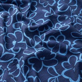 Viskose-Crêpe abstrakte Blumen – marineblau/königsblau, 