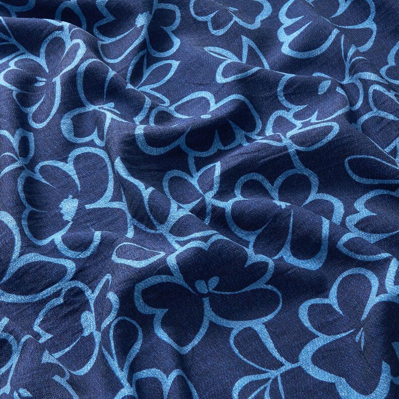Viskose-Crêpe abstrakte Blumen – marineblau/königsblau, image number 2