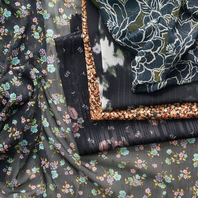 Chiffon glitzernde Nadelstreifen Batikoptik – schwarz/weiss,  image number 6