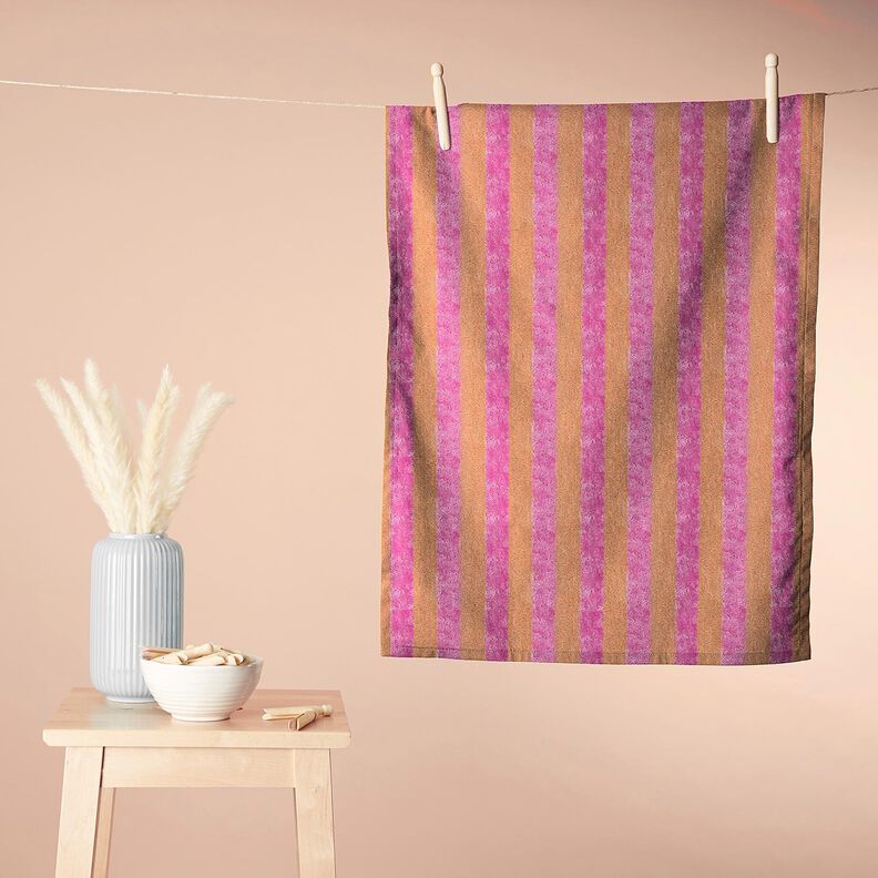 Frotteestoff Bambus Blockstreifen – hellorange/pink, image number 7