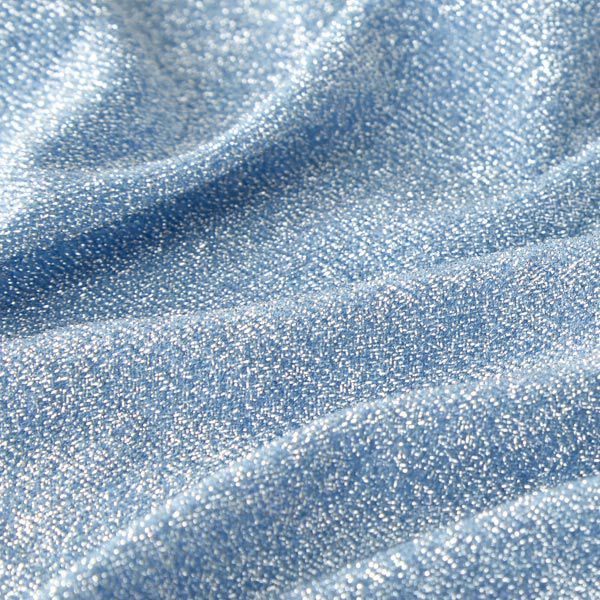 Jersey Stoff Lamettaglitzer Glamour – hellblau | Reststück 50cm