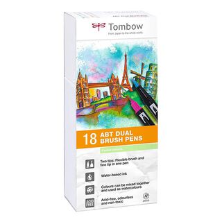 ABT Dual Brush Pen Aquarell Pastellfarben Set [ 18 Stück ] | Tombow, 
