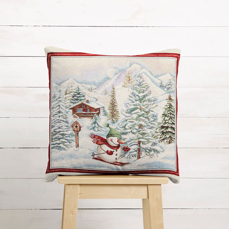 Dekopanel Gobelin Schneemann – karminrot/hellbeige,  image number 6