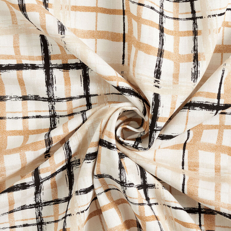 Leinen-Viskose-Mix abstraktes Karo – natur/beige,  image number 4