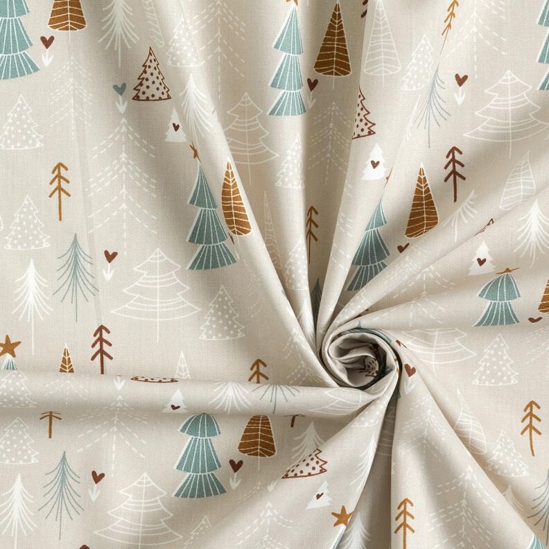 Baumwollstoff Popeline minimalistische Tannen – helltaupe,  image number 3