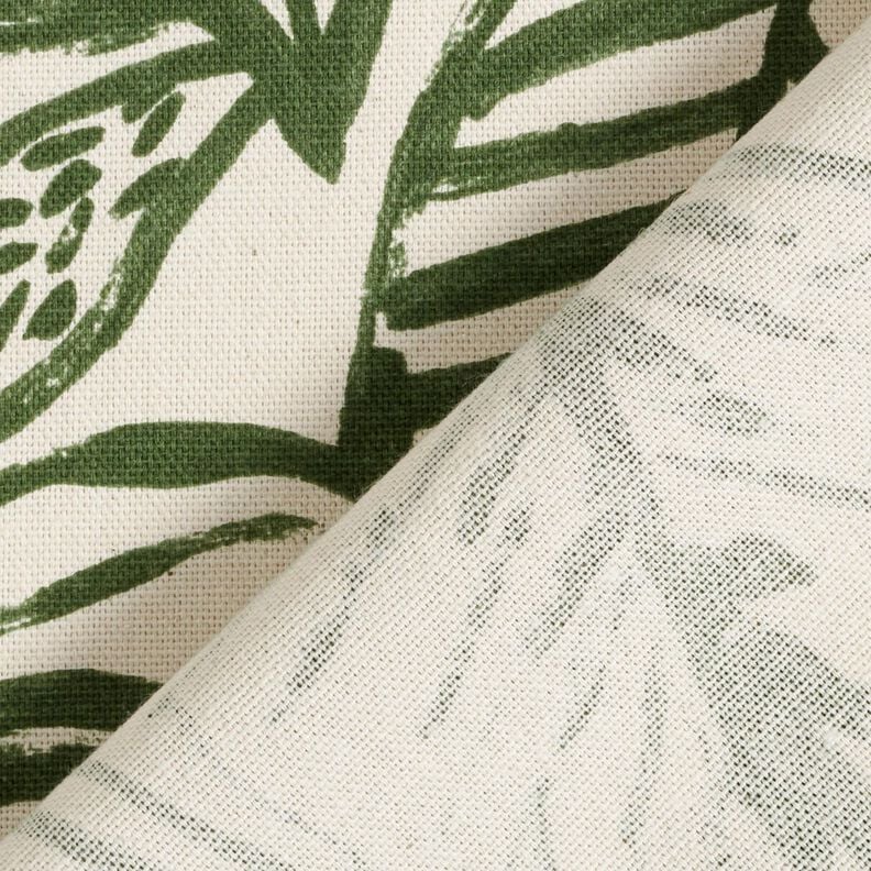 Dekostoff Halbpanama gemalte Monstera – creme/pinie,  image number 4