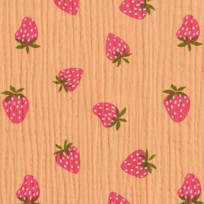 Musselin/ Doppel-Krinkel Gewebe Erdbeeren – apricot, 