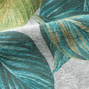 Dekostoff Canvas Ficus-Blätter – blautanne/grau, 