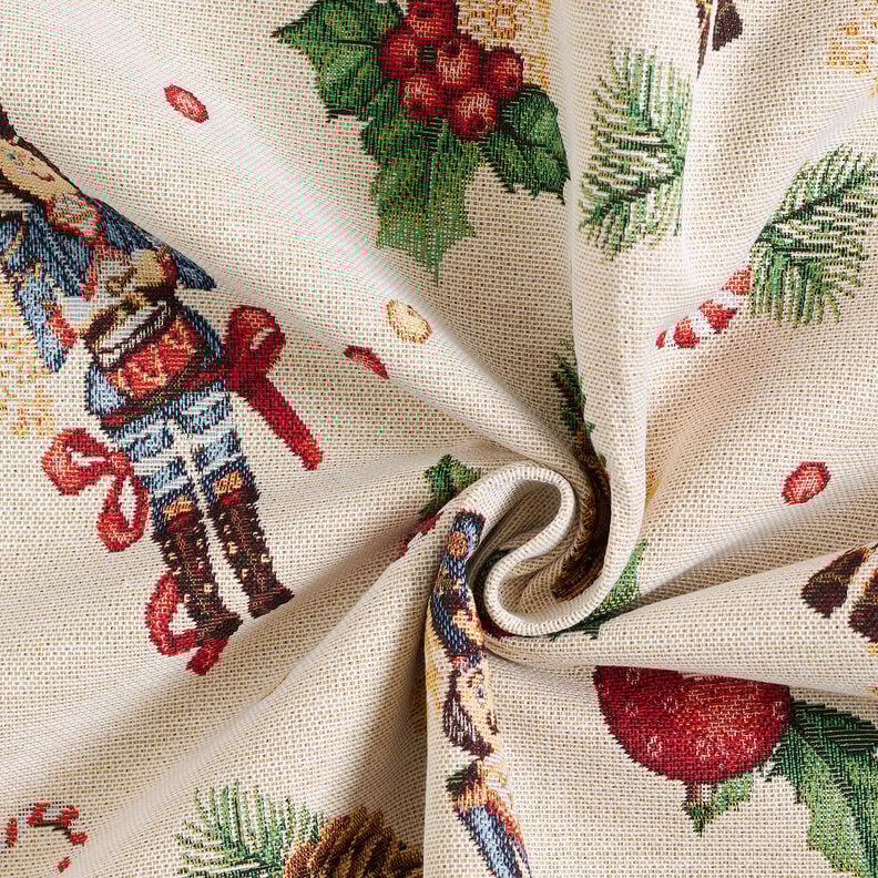 Dekostoff Gobelin festliche Nussknacker – hellbeige/rot, image number 3