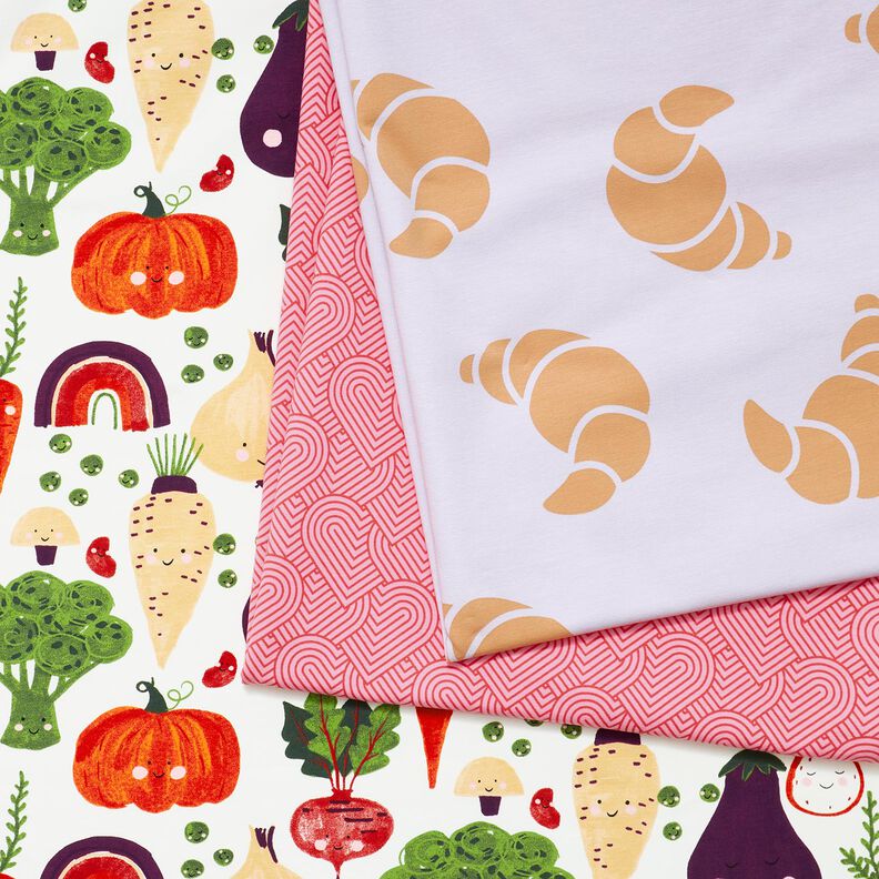 French Terry Sommersweat große Croissants – pastellflieder,  image number 5