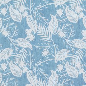 Baumwoll-Chambray Palmen – hellblau/elfenbein, 