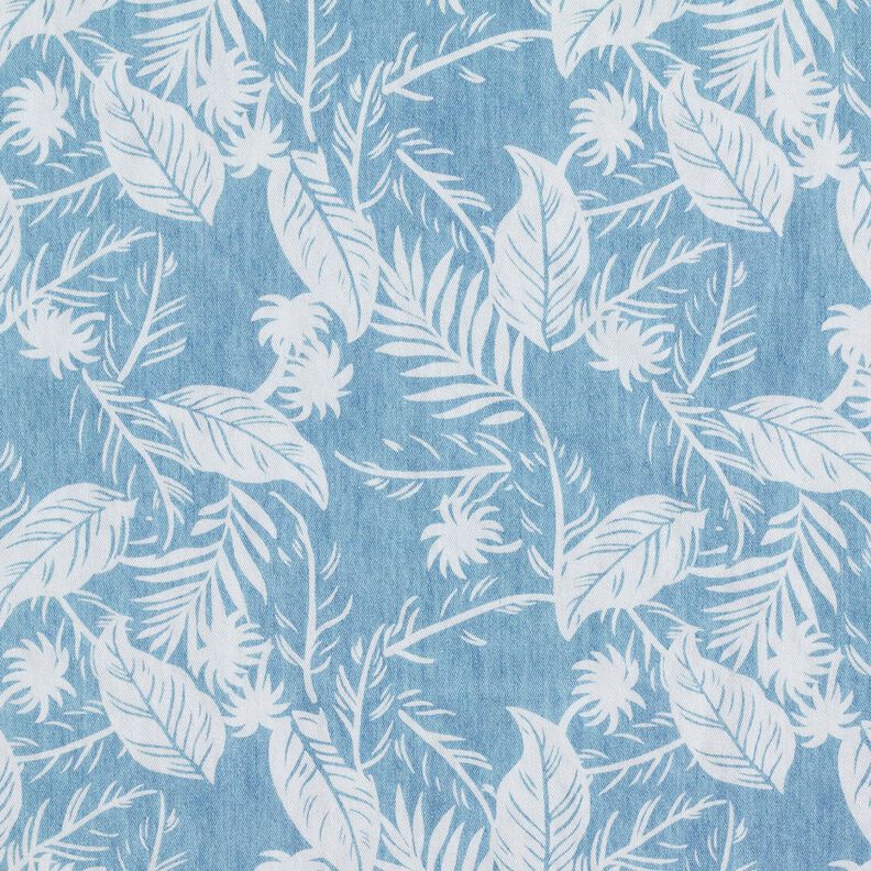 Baumwoll-Chambray Palmen – hellblau/elfenbein,  image number 1