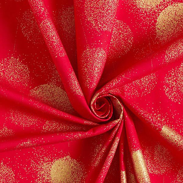 Baumwollstoff Popeline Weihnachtskugeln Goldstaub – signalrot/gold, image number 3