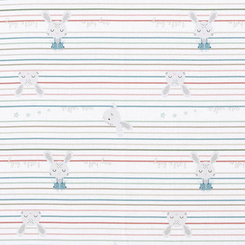 Bio-Baumwollpopeline Babyhase und Streifen – weiss,  image number 1